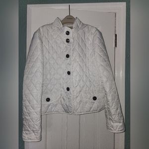 Burberry London Women Quilt Diamond Jacket Coat Sz L White Nova Check Lined